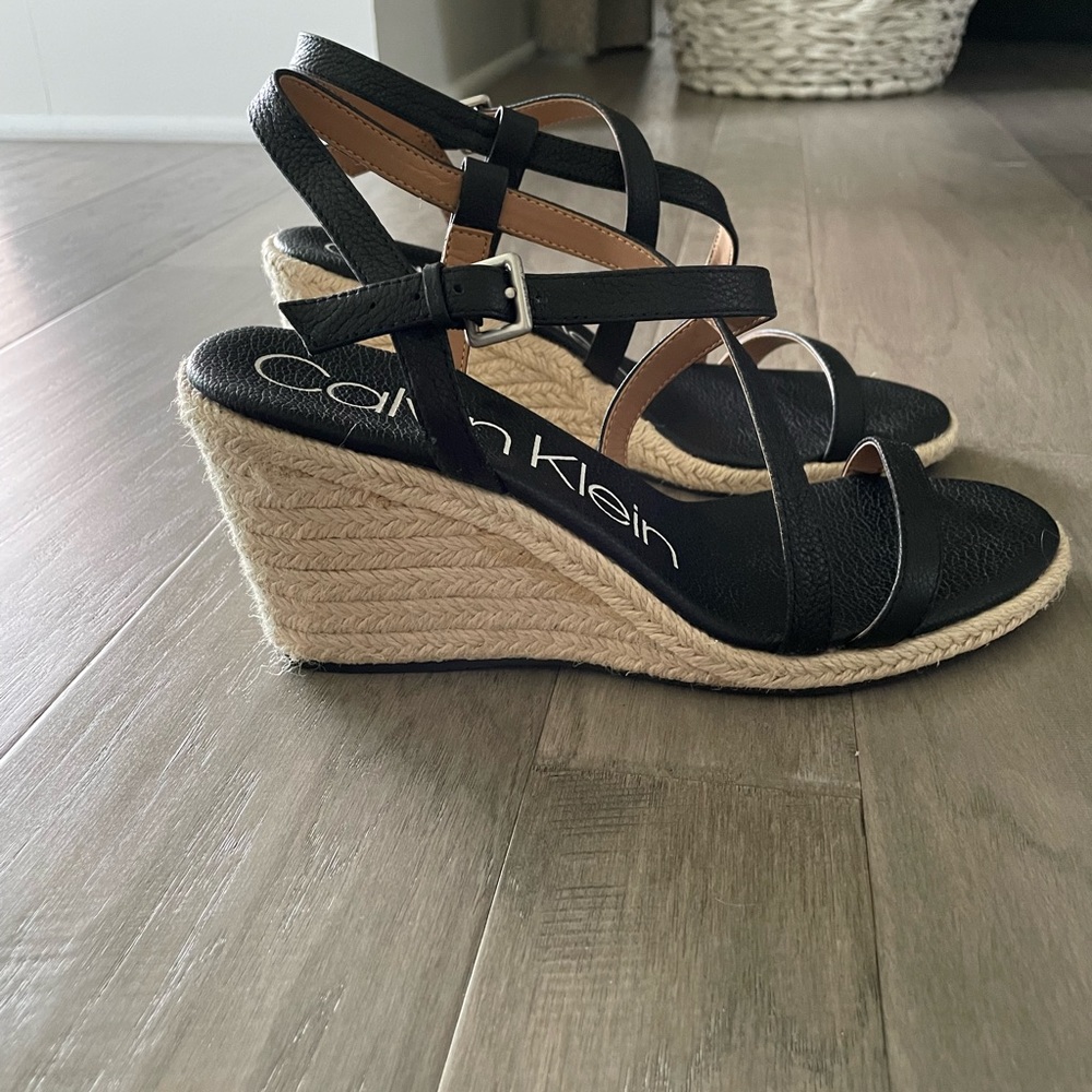 Black Calvin Klein wedges, size 8.5, wore once